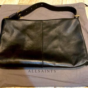 All saints black leather purse
